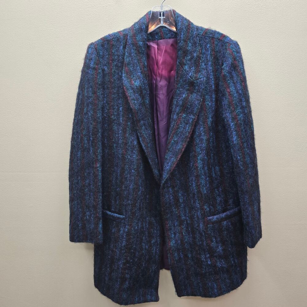 VTG Allen Bernard Ltd Striped Wool/Mohair Blazer Jacket Union Made in USA Medium